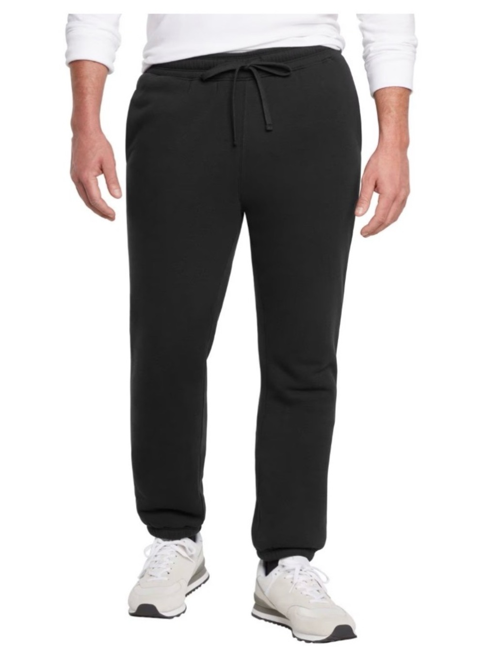 Eddie Bauer Black Men's Faux Shearling Lined Jogger Sweatpants with Drawstring